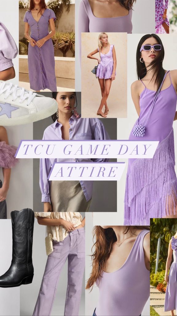 purple outfits for TCU football games.